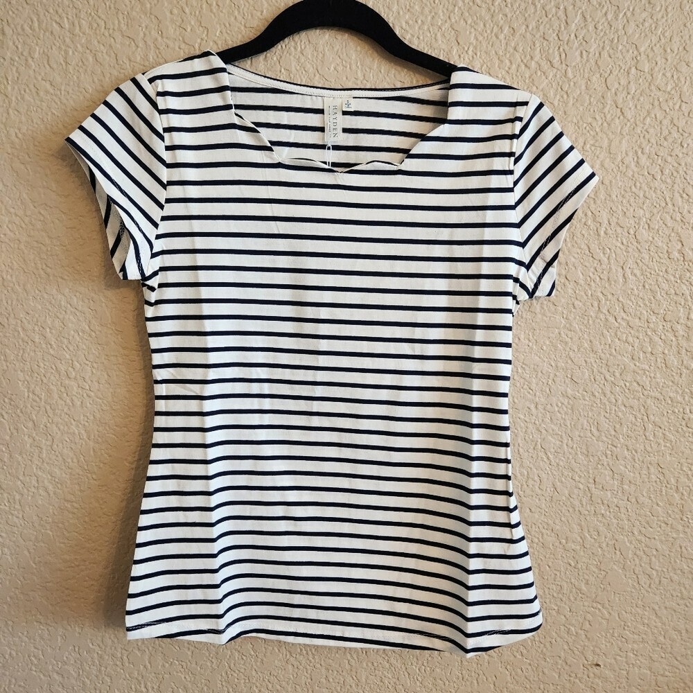 Hayden Navy and White Striped Top Womens S And L Size Available NWT